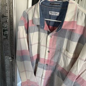 Tommy Bahama Plaid Button-Up Shirt - Pink, Gray, Cream